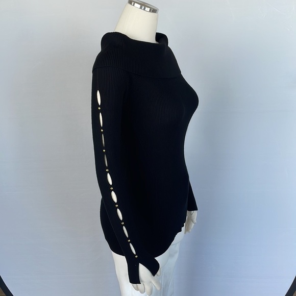 WHBM Black Cowl Neck Slit Sleeve Sweater X Small - Picture 7 of 14